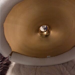 Pottery Barn Gold Metal Cone Pendant Shade with Cream Trim